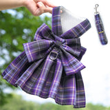 Cute Pet Harness Bow Skirt with Matching Collar