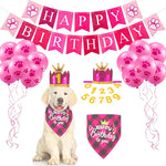 Dog Birthday Party Supplies; Bandana Scarf ,Shiny Crown Hat, Bow Collar