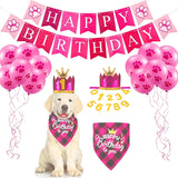 Dog Birthday Party Supplies; Bandana Scarf ,Shiny Crown Hat, Bow Collar