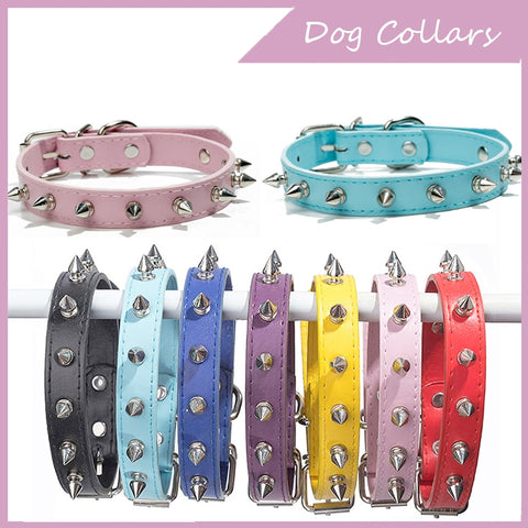 Leather Pet Collar Spiked Studded  Pet Necklace For Small Medium Large Dogs Cats