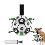 Interactive Dog Football Soccer Ball With Tabs  Inflated Training Toy  Pet Supplies