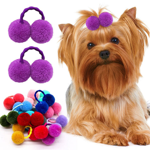 20/30PCS Fashion Pet Hair Accessories Colourful Plush Ball Shape Pets Grooming Bows Products for Medium Small Dog Cats Supplies