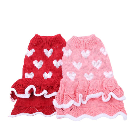 Dog/ Cat Sweater Dress, Hearts Design