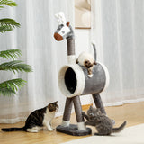 Multi-Level Cat Tree Tower with Large Tunnel and Scratching Post / Elk