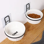 Wall Holder, Adjustable Height Ceramics Feeding Bowls; Anti Spill