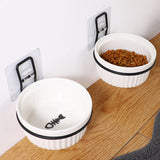 Wall Holder, Adjustable Height Ceramics Feeding Bowls; Anti Spill