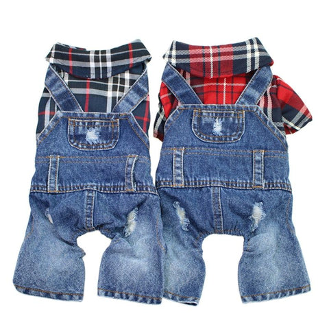 Denim Plaid Overalls for Cats or Dogs