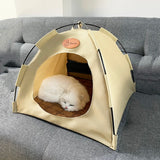 New Waterproof Canvas Pet House Enclosed Cat Bed;  Cozy Kitty Nest Portable