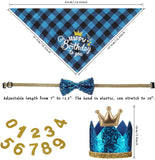 Dog Birthday Party Supplies; Bandana Scarf ,Shiny Crown Hat, Bow Collar