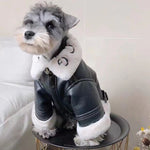 Luxury Leather / Fleece  Jacket For Small /Med Dogs