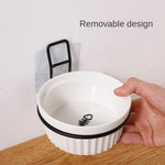 Wall Holder, Adjustable Height Ceramics Feeding Bowls; Anti Spill