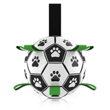 Interactive Dog Football Soccer Ball With Tabs  Inflated Training Toy  Pet Supplies