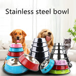 Multicolor Stainless Steel Dog /Cat Bowl ; Non-slip