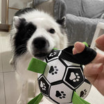 Interactive Dog Football Soccer Ball With Tabs  Inflated Training Toy  Pet Supplies