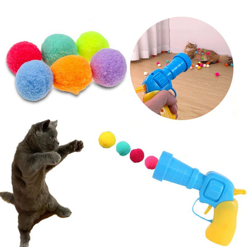 Interactive Launch Training Cat Toys Creative Kittens Mini Pompoms  Plush Ball Toys