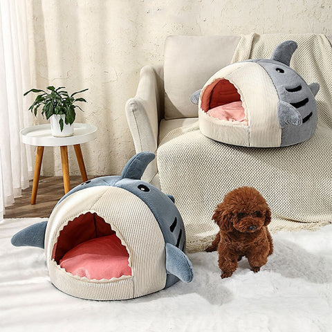 Four Seasons Universal Cat Bed Big Mouth Shark Pet Nest and Cushion 2 In 1 Dog House Sleep Bag  Cotton Kennel